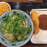 丸亀製麺 - ぶっかけ冷大、かしわ天、ハムカツ