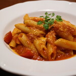 Penne Arrabbiata with homemade tomato sauce and Calabrian eagle claws