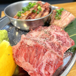 TOKYO焼肉ごぉ - ④厚切り上タン塩　⑤厚切り上ハラミ　⑥厚切り厳選和牛、今日はカイノミ