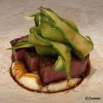 日本料理 TOBIUME - グリーンアスパラに壱岐牛シャトーブリアンの炭火焼