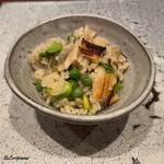 日本料理 TOBIUME - 蚕豆とグリーンピースと穴子の炊込みごはん