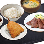 Sumibi Wakura - 牛たんとあじフライ定食