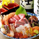 Assortment of seven types of sashimi