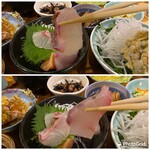 じの庵 - 上 鯛の刺身
下 ヒラスの刺身