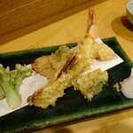 神楽坂 大川や - 海老と春野菜天せいろの天先