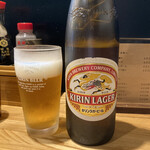 もつやき たろう - 瓶ビール大を置いてくれて嬉しい！