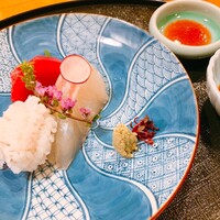 たん熊北店 リーガロイヤルホテル京都店 - お造り　鯛　鮪　鱧おとし
