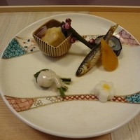 京夕け　善哉 - からすみ、西京漬昆布巻き
                