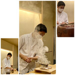 鎌倉 北じま - 北嶋氏に写真掲載許可をいただきました。
      店内に煙がモクモクと立ち込めると香りが一気に鼻腔をくすぐります♪
      仕事をされながらもスマイルも欠かさないサービス精神に、皆様から笑いが漏れ聞こえます♪