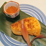 お料理　京柳 - サーモン、からすみ焼き