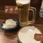 焼きトリまだらや - 生ビール お通し