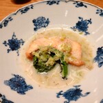 虎白 - アイナメとこごみとあと二種の野菜(失念した)