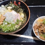 Abura Soba Toukyou Abura Gumi Souhonten - 油そばスペシャルトッピングＡミニネギチャーシュー丼セット　１２２０円