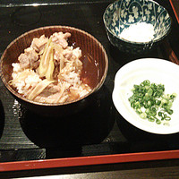 鴨料理専門店 鴨亭 - 鴨汁を投入したご飯。