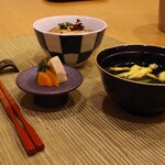 道後温泉 八千代 - 御飯・漬物・吸物