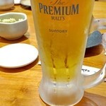 海鮮居酒屋 山傳丸 - ビールで乾杯