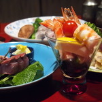 Shunan Achara - 歓送迎会コース（全8〜9品）6300円　天然鯛と春野菜をたっぷり使った春らしいコース内容です。