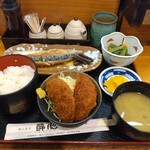 酔心酒蔵 - サバの味噌煮とハムカツ