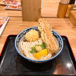 難波千日前 釜たけうどん 八重洲北口店 - ちく玉ぶっかけ並・冷、880円。