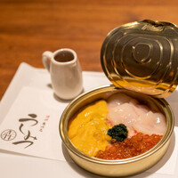 焼肉 うしみつ 恵比寿本店 - 2022.5 口福の極み 缶詰のユッケ ～雲丹・帆立・いくら～
