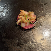 薫 HIROO - 蝦夷鹿と白海老のフリット？とボタン海老だっけか、１皿目からメインのようだ笑