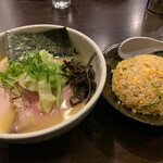 麺や 福一 - 特製鶏白湯ラーメン＆貝柱半チャーハン