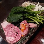 Suteki Hausu Hama - ハマランチ 5500円 ・私の黒毛和牛ロースステーキ150gと友達のフィレステーキ130g