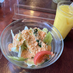 Jiyatsuki-Petsupa - サラダ、オレンジジュース