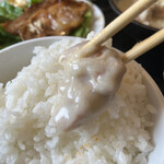 わ楽 - シチューの鶏肉　オンザライス  