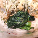 Suzushiro - 冷やし天ぷら蕎麦　１０００円　ほうれん草　【　２０１３年２月　】
