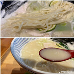 天拝の郷 - 上 麺は茹で過ぎ
下 鶏白湯スープ