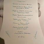 フォリオリーナ・デッラ・ポルタ・フォルトゥーナ - コレ読めたら全部書いてあるのだが、よ、読めない。最後にお土産で貰えます^ ^ズッパ。ゴルゴンゾーラ。ルッコラは読める！！！