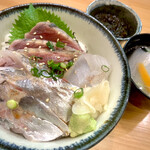 鮨 きく池 - 海鮮三食丼　かつお、あじ、すずき