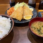 はなわ - アジフライ定食 605円。