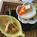 遊の丘 - 鴨つけそば、コーヒー、デザート付￥1300の煮物等（H25.2.23撮影）