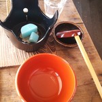 遊の丘 - 鴨つけそば、コーヒー、デザート付￥1300の鴨付け汁セット（H25.2.23撮影）