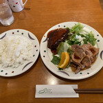 Youfuuchuu Bousoshie - コンビネーションランチ ハンバーグ（洋風）＆日替りのと豚焼き肉