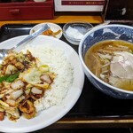 Furusato Tei - 日替Ｂ定食(ホイコーロー丼＋半ラーメン)