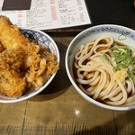 かまど - 天丼うどんセット（ぶっかけ中）