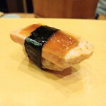 鮨駒 - あん肝の瓜の奈良漬け乗せ