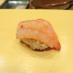 鮨駒 - 秋田県地元の南蛮えび(塩〆して半日干してある)