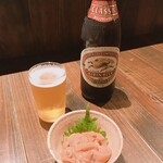 汐入 萬菜 - 瓶ビール/イカの塩辛