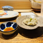 日本橋 蕎ノ字 - ★風味が良いそばがきは生山葵と濃いめの蕎麦つゆで頂く。