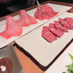 生粋 - ハツ、赤身、タン昆布(昆布は別皿)