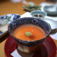 なにわ料理 有 - ＊大きな梅の実やお餅も入り、茶碗蒸しのお味もよく美味しい。