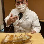 一本杉 川嶋 - サクラマスの藁焼き