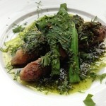 Felicelina - マテ貝のフライパン焼き　香草パターソースうこん風味