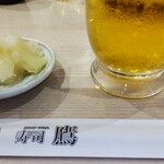 寿司 鷹 - 箸、ガリ、生ビール