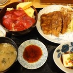 食事処かじめ - おすすめ！ミニづけ丼とまぐろカツ定食（1,300円）