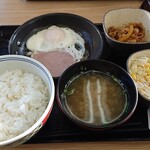 Yoshinoya - 朝定食のハムエッグ小鉢定食